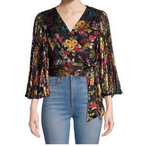 Alice and Olivia Black wrap with burnout Velvet